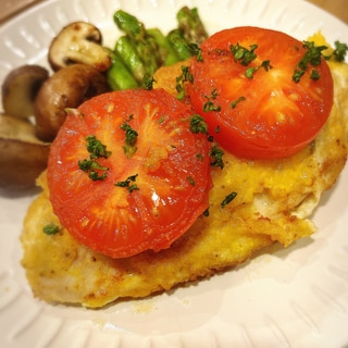 鶏むね肉のピカタ☆トマトのっけソース☆